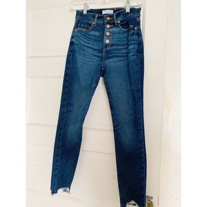 LOFT, petite, size 00 (24), medium wash, high waisted, ankle length, jeans